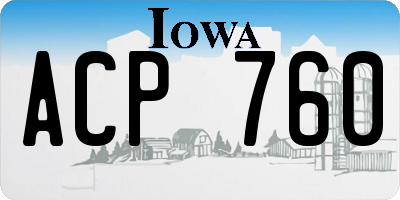 IA license plate ACP760