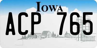 IA license plate ACP765