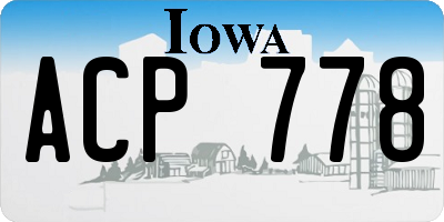 IA license plate ACP778