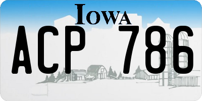 IA license plate ACP786
