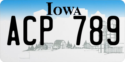 IA license plate ACP789