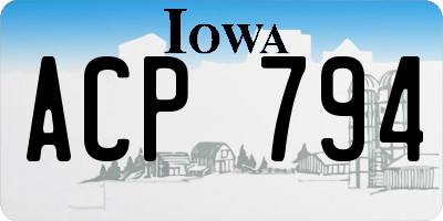 IA license plate ACP794