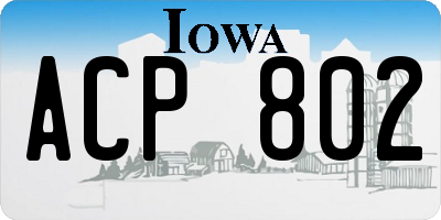 IA license plate ACP802