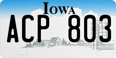 IA license plate ACP803