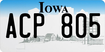 IA license plate ACP805