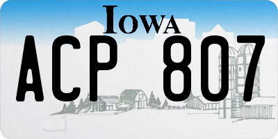 IA license plate ACP807