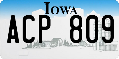 IA license plate ACP809