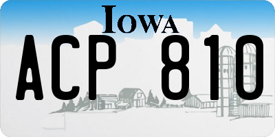 IA license plate ACP810