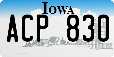 IA license plate ACP830