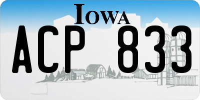 IA license plate ACP833