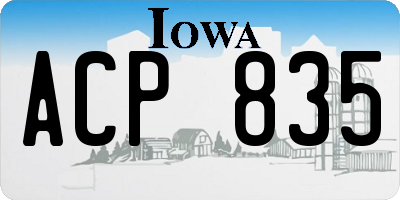 IA license plate ACP835