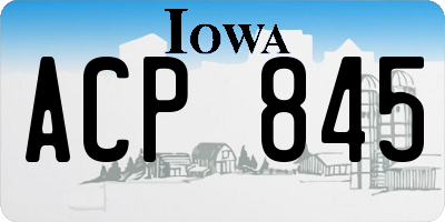 IA license plate ACP845