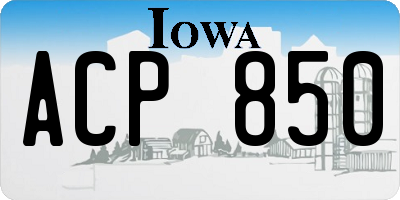 IA license plate ACP850