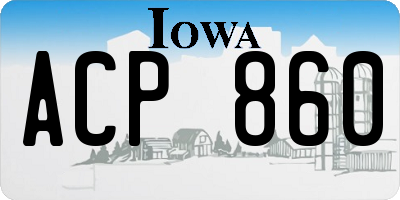 IA license plate ACP860