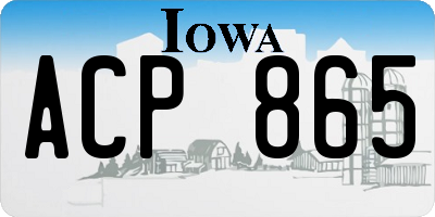 IA license plate ACP865