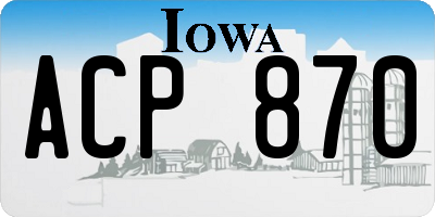 IA license plate ACP870