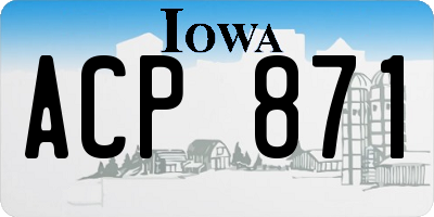 IA license plate ACP871