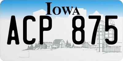 IA license plate ACP875