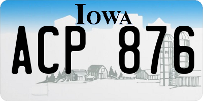 IA license plate ACP876