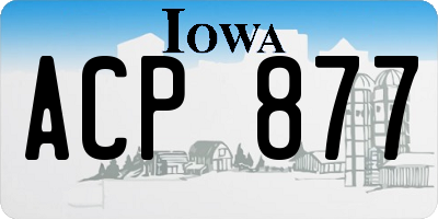 IA license plate ACP877