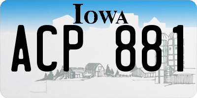 IA license plate ACP881