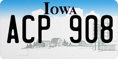 IA license plate ACP908