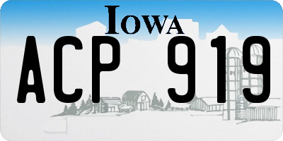 IA license plate ACP919