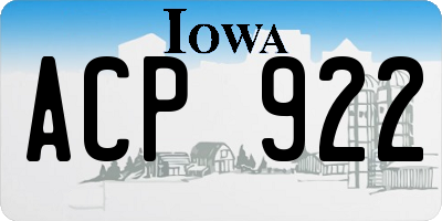 IA license plate ACP922