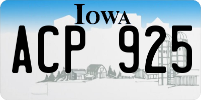 IA license plate ACP925