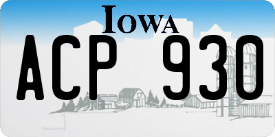 IA license plate ACP930
