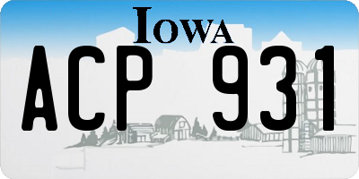 IA license plate ACP931