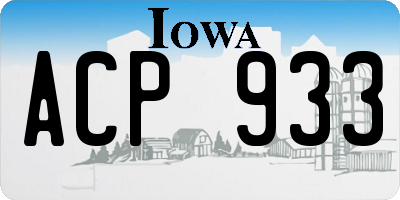 IA license plate ACP933