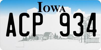 IA license plate ACP934