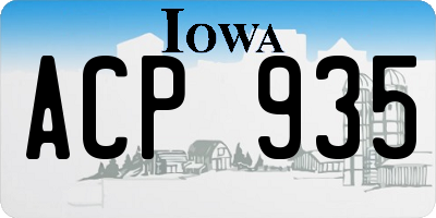 IA license plate ACP935