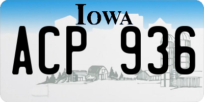 IA license plate ACP936