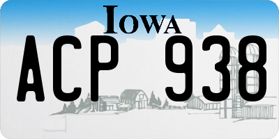 IA license plate ACP938