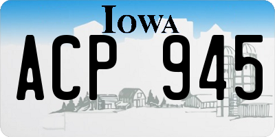IA license plate ACP945