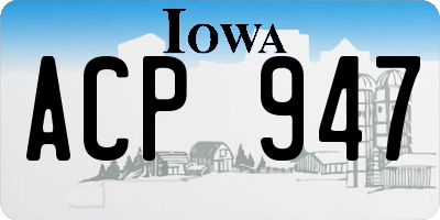 IA license plate ACP947