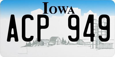 IA license plate ACP949