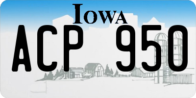 IA license plate ACP950