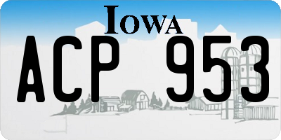 IA license plate ACP953