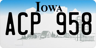 IA license plate ACP958