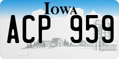 IA license plate ACP959