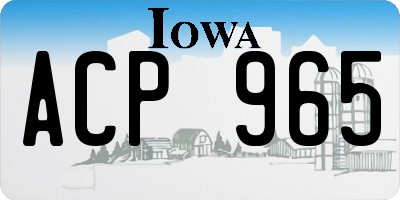 IA license plate ACP965