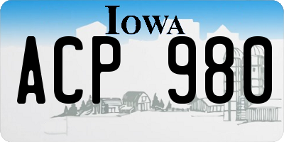 IA license plate ACP980