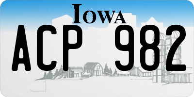 IA license plate ACP982