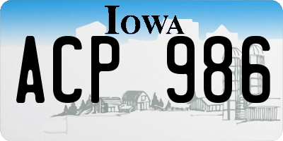 IA license plate ACP986