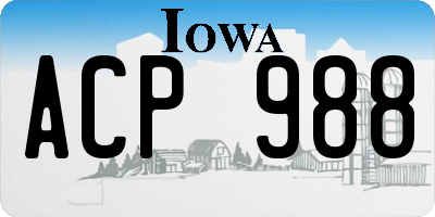 IA license plate ACP988