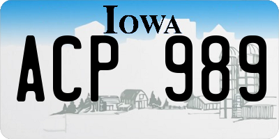 IA license plate ACP989