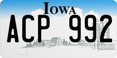 IA license plate ACP992